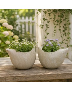 K6101 - Resin Hen Flower Pot 2 asst