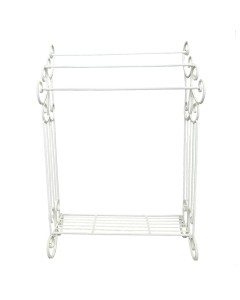 White iron 3 rail towel rack with shelf