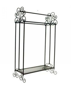 Black iron towel rack w/ shelf