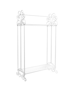 White iron towel rack w/ shelf