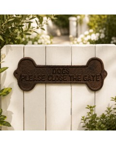 dogs...close gate iron wall sign