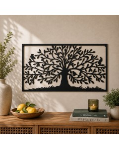BLACK Rect. framed Tree of life
