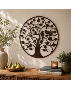 60cm Love Birds in Tree Wall Decor Brown
