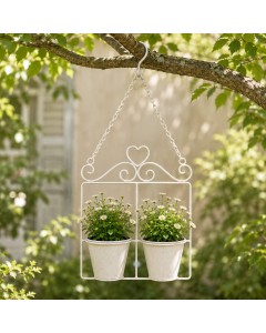 Hanging heart frame with twin pots