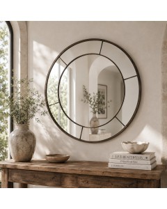 Black Contemporary Round Wall Mirror