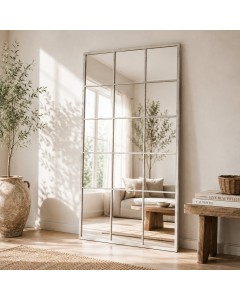 Lustrous Loft White Industrial Window Mirror