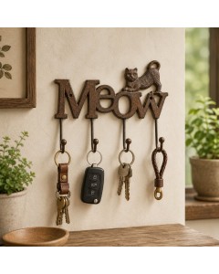 Cast Iron Meow Cat Wall Hook