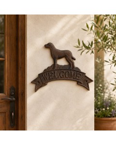 Cast Iron Dog Welcome Sign