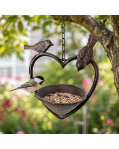 Cast Iron Heart Shape Birdfeeder