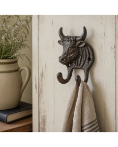 Rustic Cow Double Wall Hook