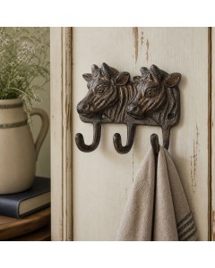 Rustic Cow Triple Wall Hook