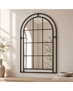 Black Industrial Framed Mirror