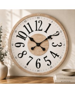 Belle washed round modern serif wall clock