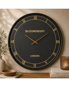 Bloomsbury Noir Glass Gold Silent Wall Clock