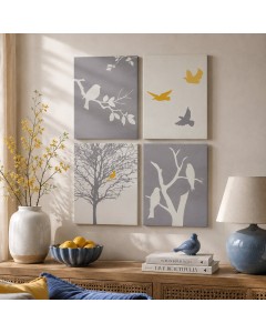 Set of 4 Canvas Bird Prints