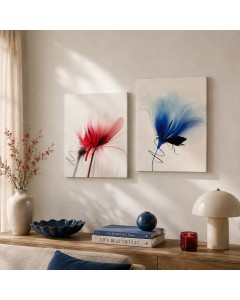 Single Red & Blue Flower Canvas Print