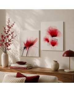 Abstract Red Floral Canvas Prints