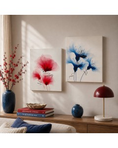 Blue & Red Flower Canvas Print