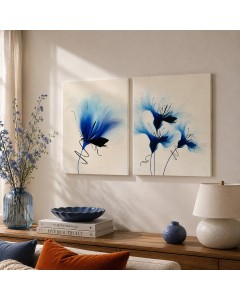 Abstract Blue Floral Canvas Prints