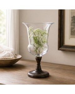 KG4047 - 35cm Glass vase with wooden base
