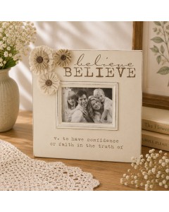 KK2053-Be - Vintage Believe frame w/flower