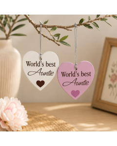 KK2396-AUN - World's Best Auntie wooden hanging tag