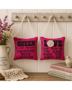 KS2274 - Pink tassel message pillow 2 asst