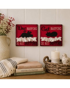 KS2284 - Dog/Cat Napping Canvas sign